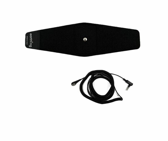 EARTHING® Universele aardingsvoetband met krulsnoer (5m) voor voet, enkel, pols of arm, en EU aardingsstekker